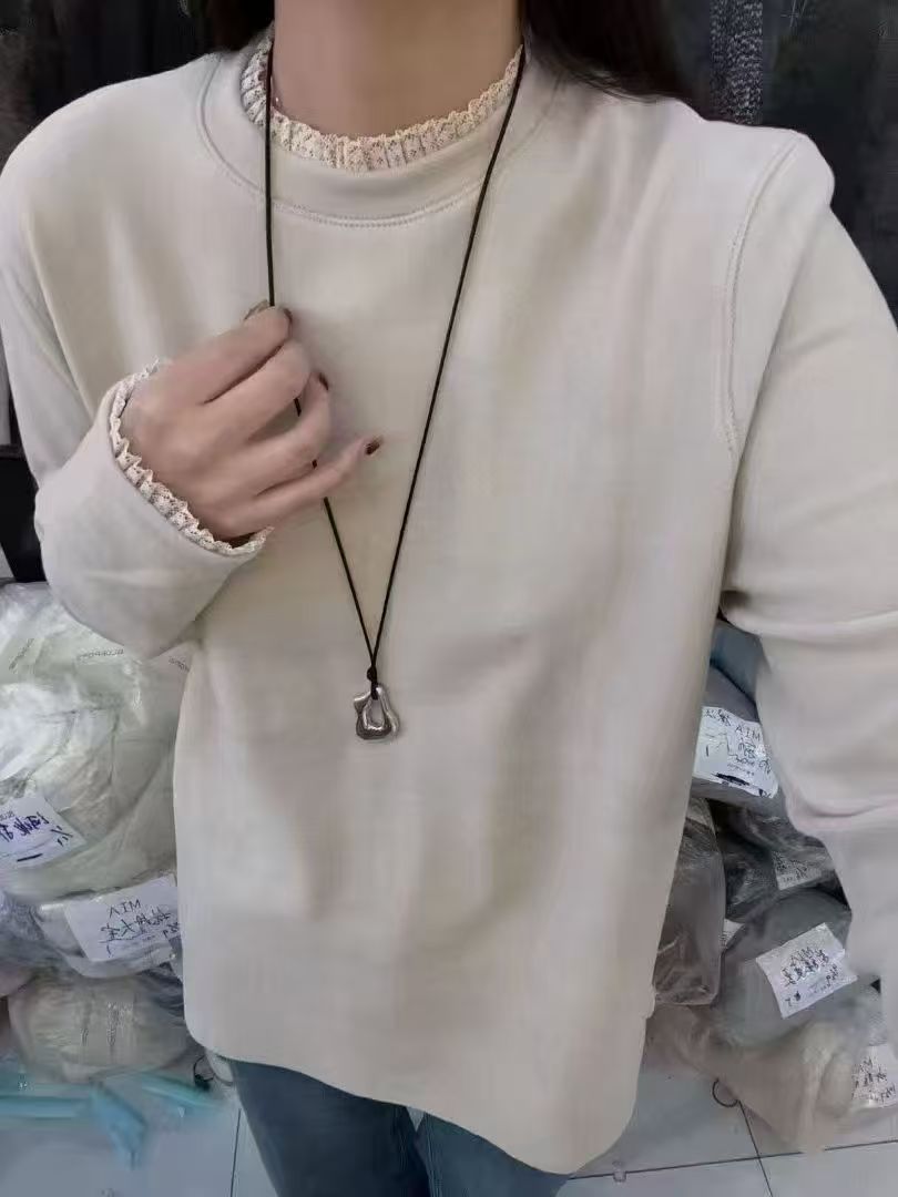 胖妹妹大码女装长袖秋季圆领女保暖百搭时尚打底衫上衣8237