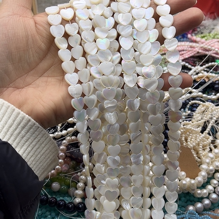 玛瑙/玉髓珠宝半成品未镶嵌一条10白蝶贝爱心