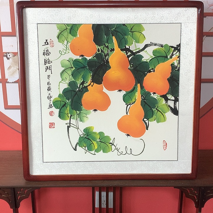 国画带框尺寸62✖️62手绘包邮