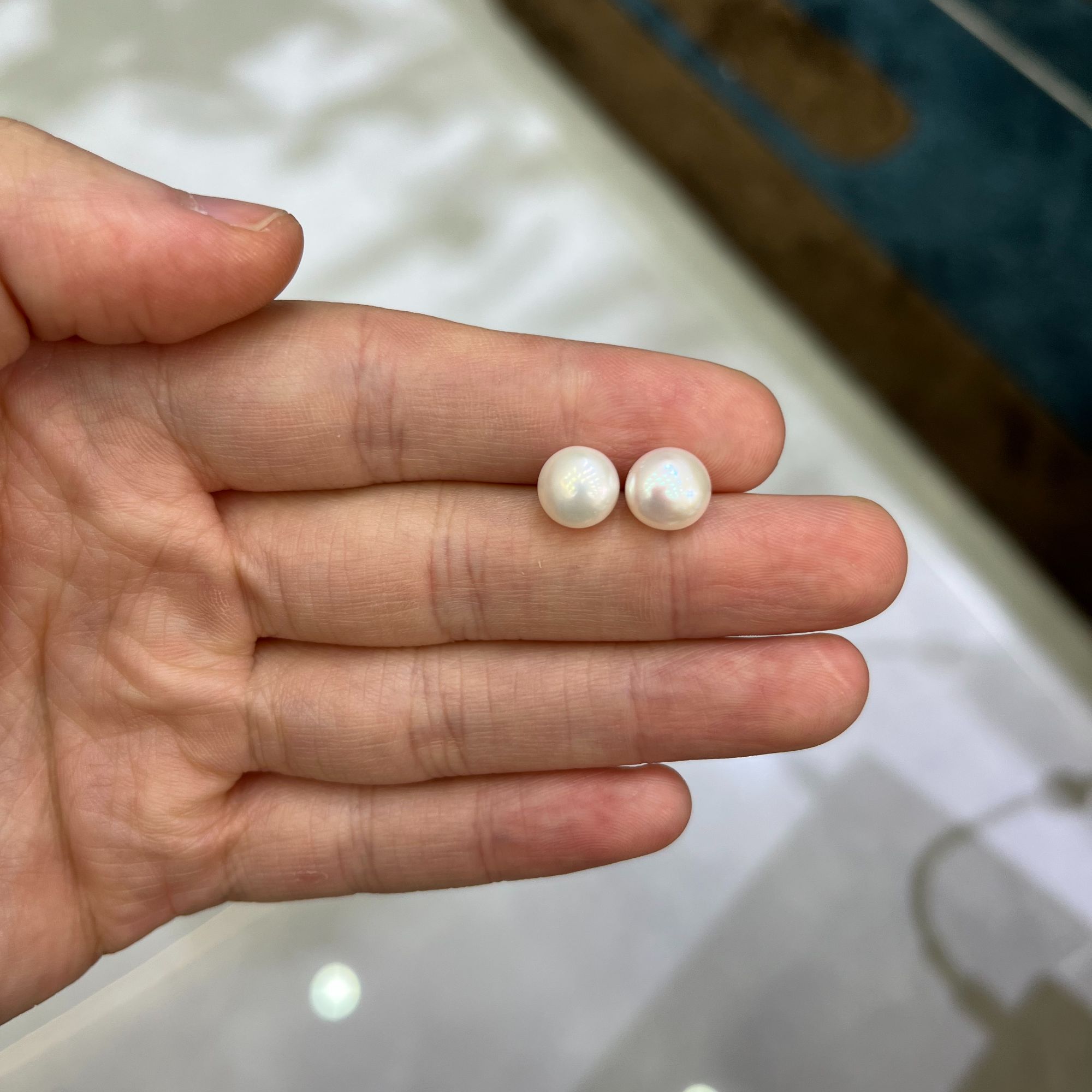 YCXE05淡水爱迪生珍珠耳钉8-9mm