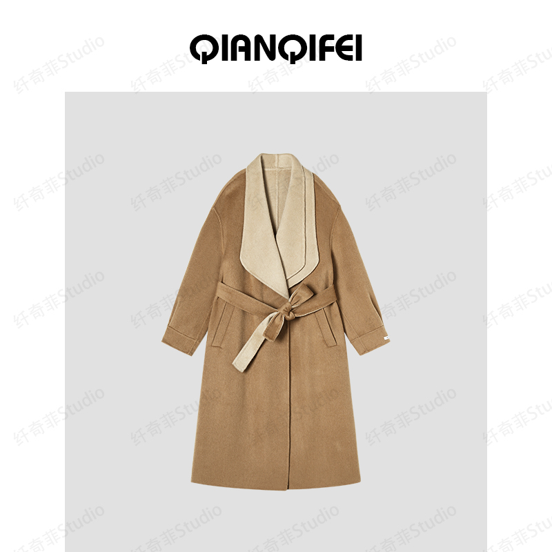 Soft Power~高级感撞色双层领宽松大衣 2519