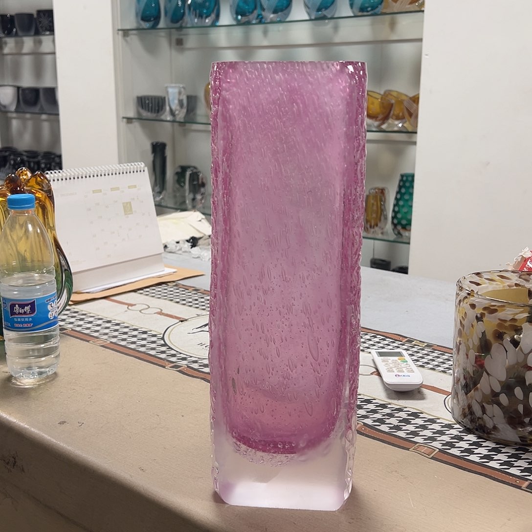 琉璃高38金红密集气泡琉璃花器