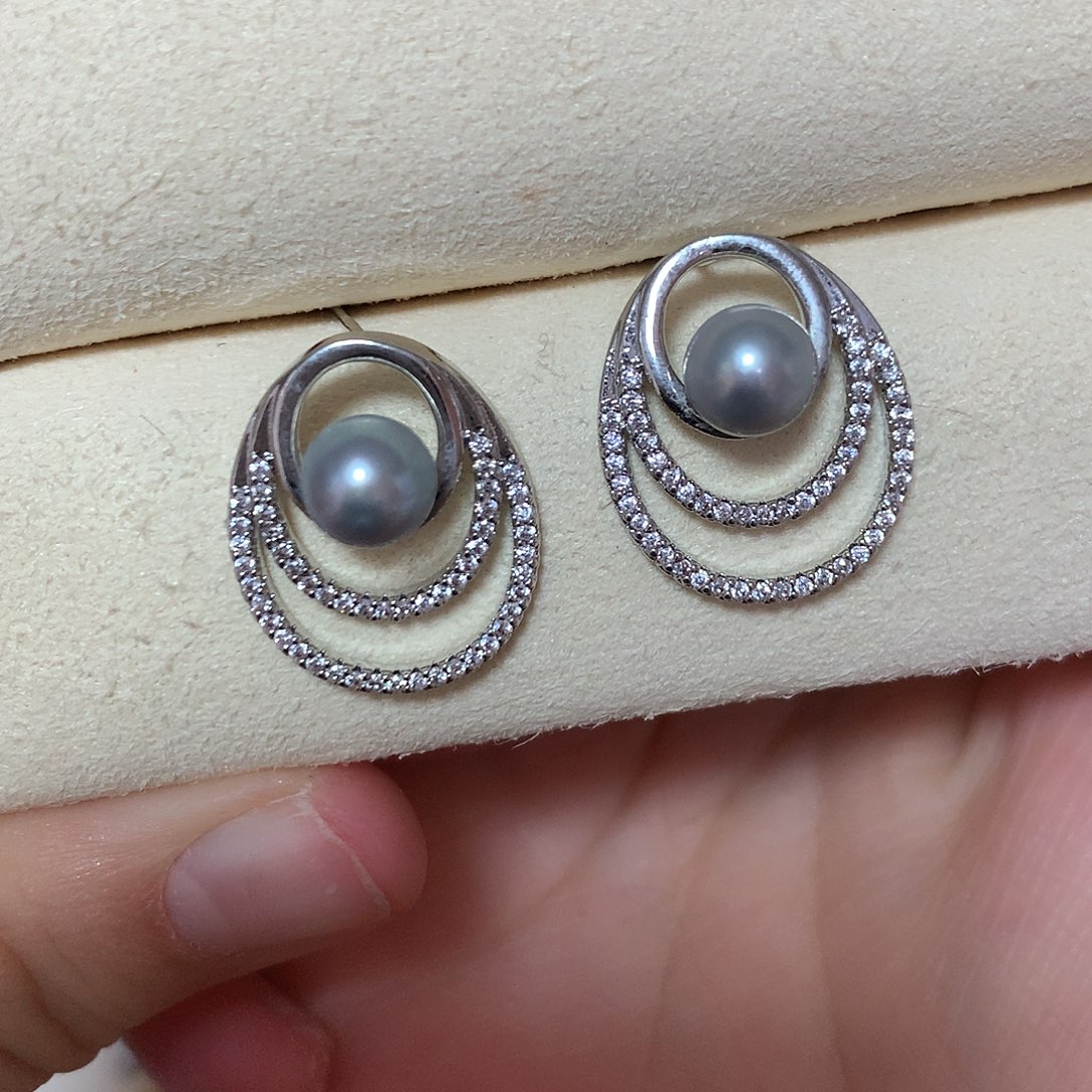淡水珍珠耳饰合金