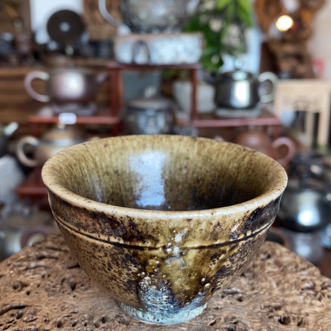 建水紫陶，全手工纯柴烧杯，微瑕粘底