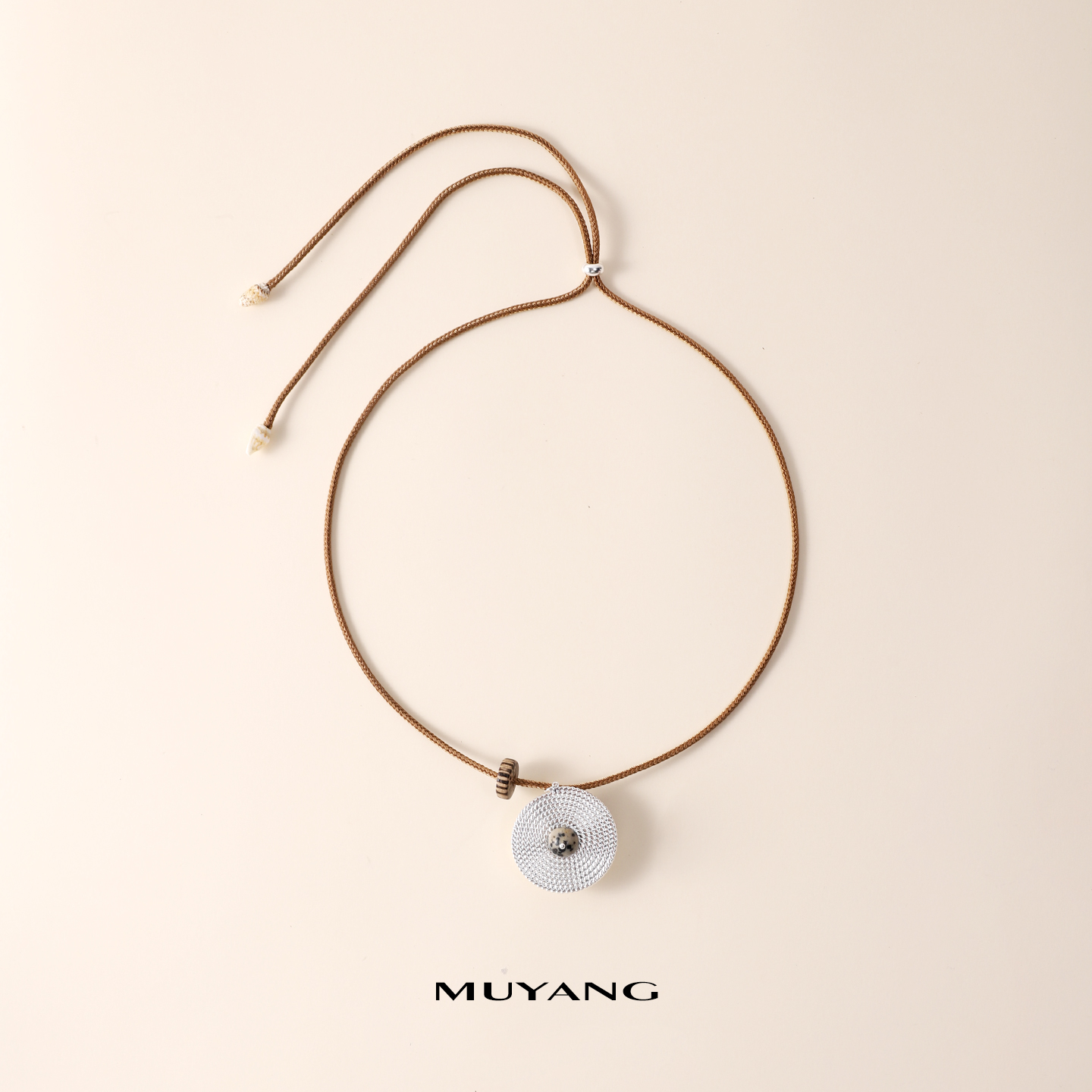 muyang/慕阳 钛钢玻璃项链 气质百搭时尚简约银碟项链