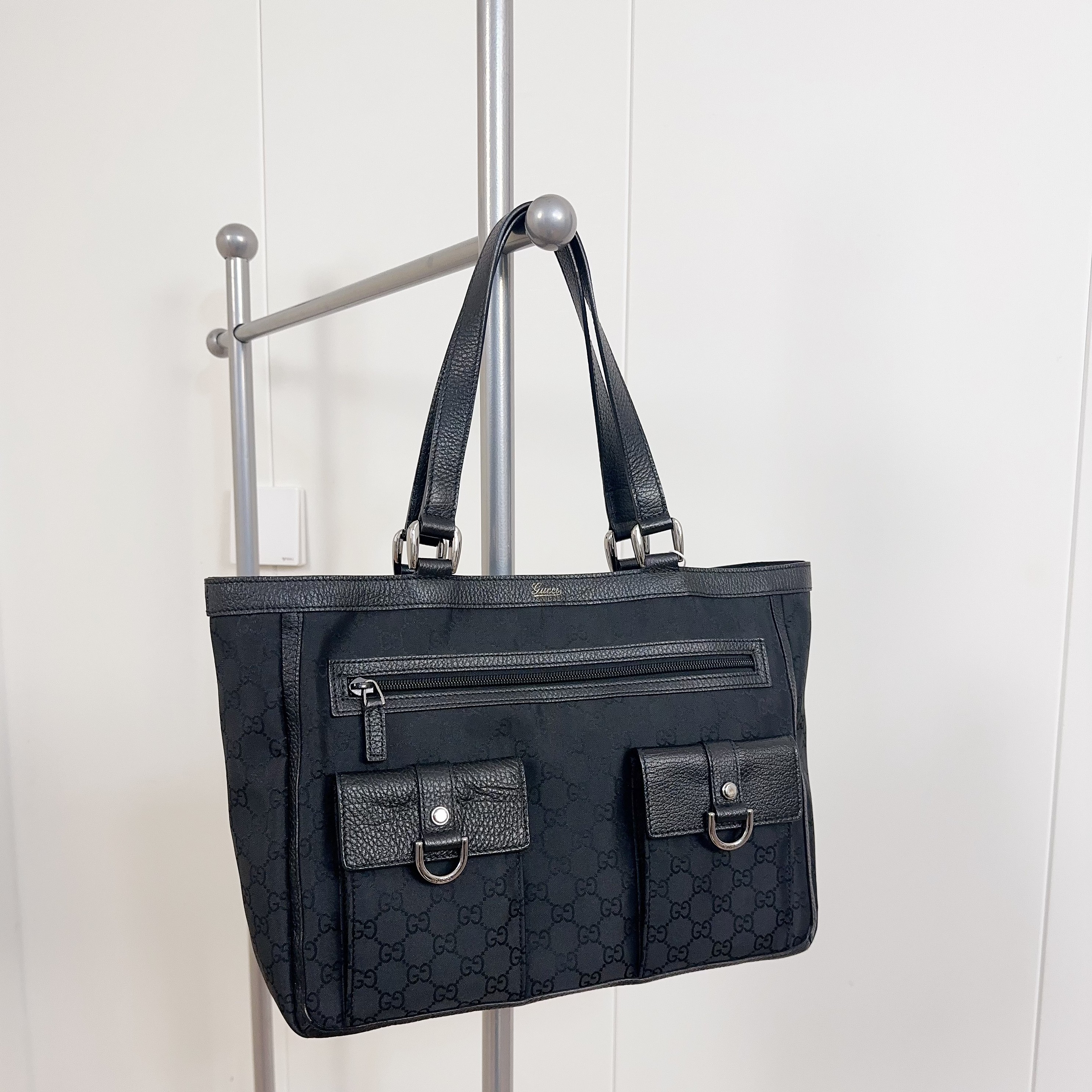 95新 GUCCI/古驰 gucci满印黑老花邮差托特包26623188
