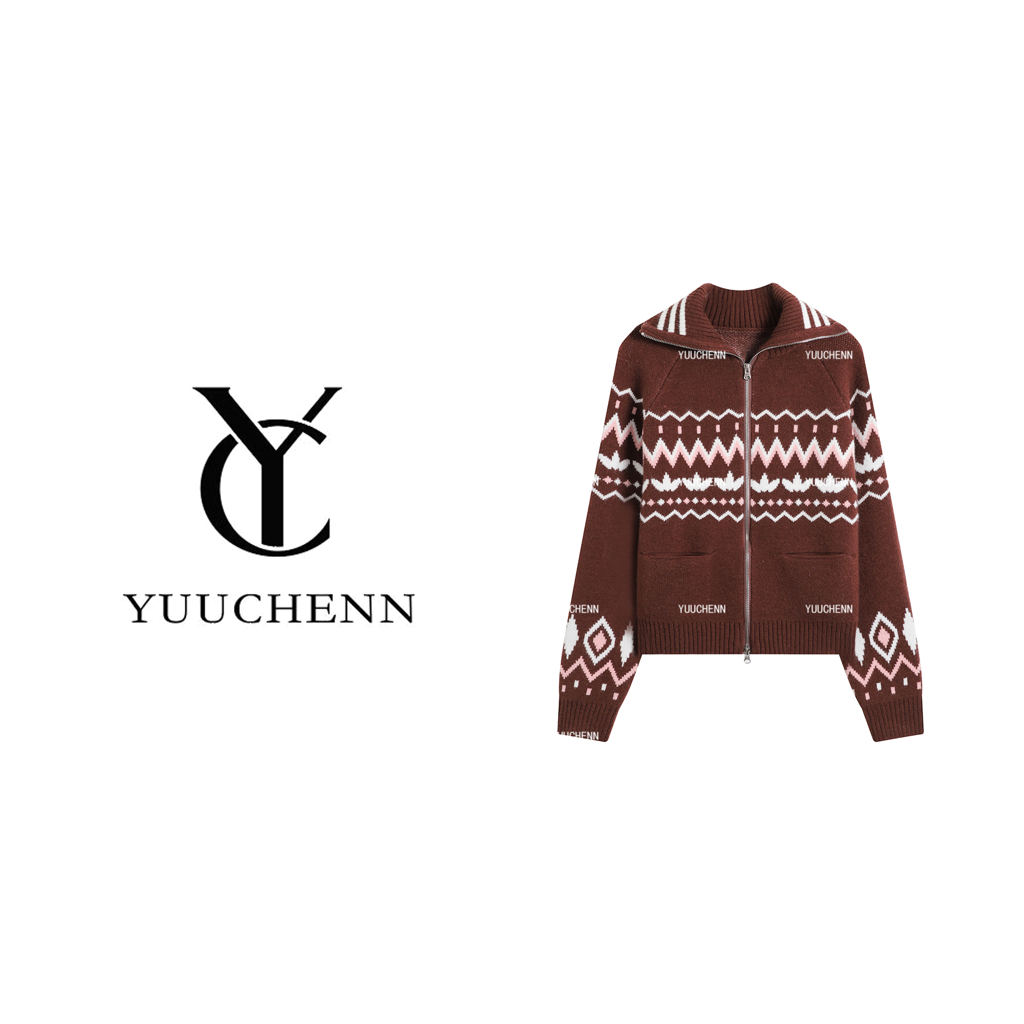 YUUCHENN“精致女孩”羊毛外套拼色时尚长袖复古宽松25C-W80202
