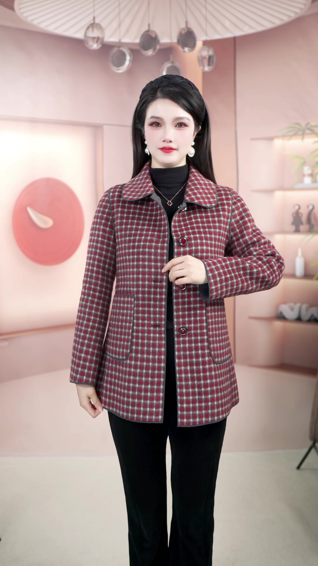 （双面可穿）#8手工缝制羊毛双面呢大衣外套高定短款斜纹罗马咖