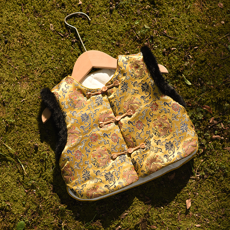 儿童新中式国风唐装马甲男童秋冬抓周服生日宴喜庆坎肩拜年服背心