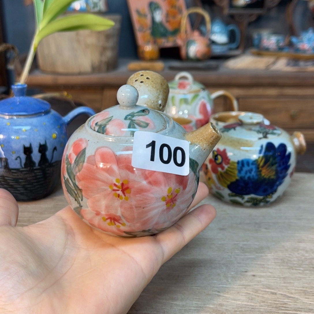 壶素浅陶瓷手工手绘