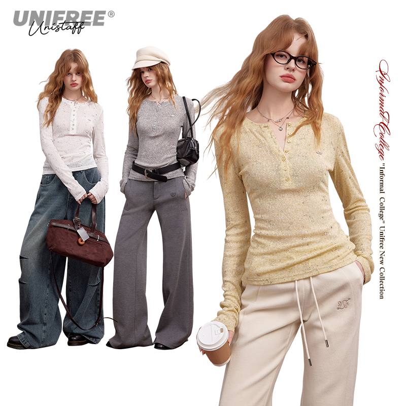 【金拐子专属】UNIFREE甜美长袖T恤修身显瘦U253G551E1G1