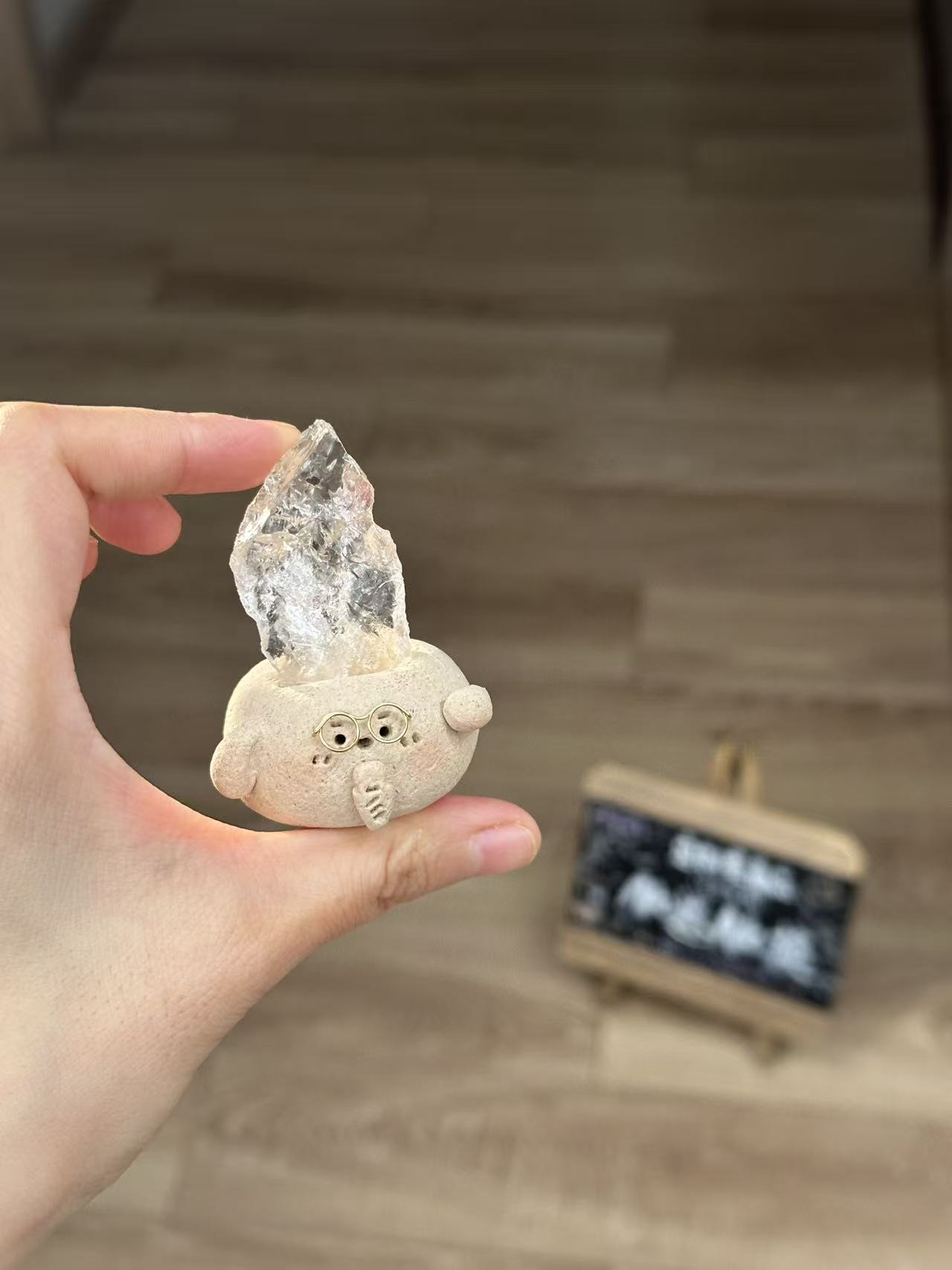 水晶小豆丁可爱白阿塞原石