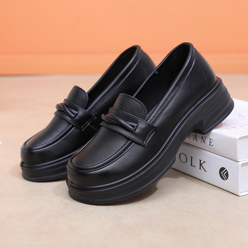 【专柜撤场】黑色小皮鞋女肯德基工作乐福鞋防滑软底职业上班英伦