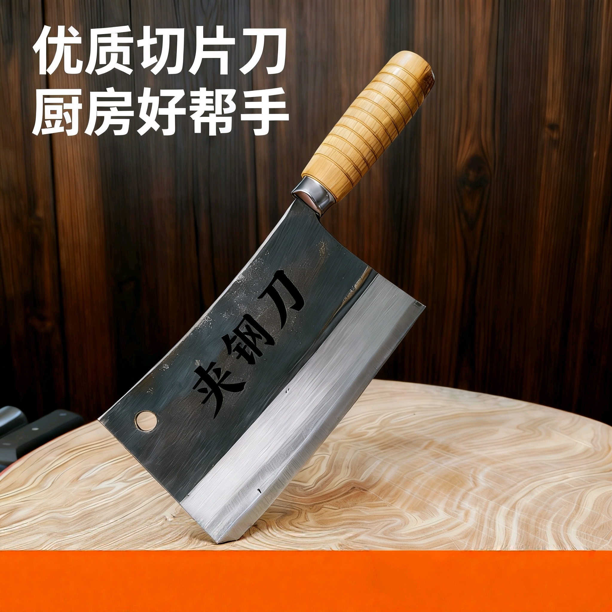 纯手工锻打夹钢家用切片刀，超锋利！菜刀