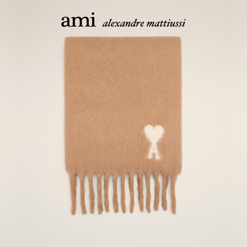 【节日限定】Ami Paris白色ADC流苏云朵围巾针织