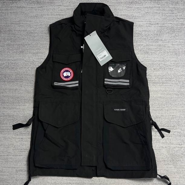 未使用 CANADA GOOSE 加拿大鹅 S黑色战术工装口袋3M反光马甲背心