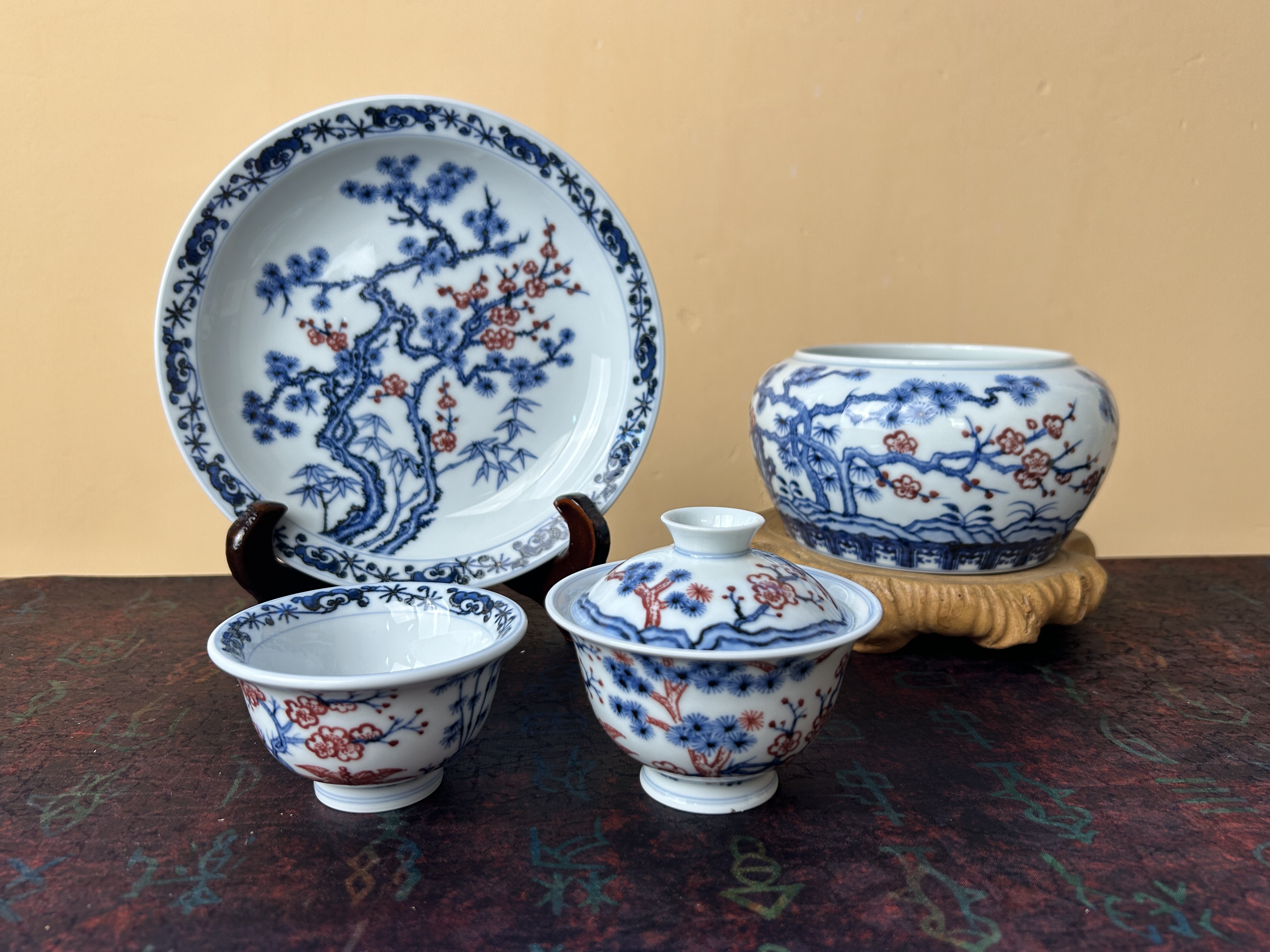 古意幽蓝松竹梅茶具