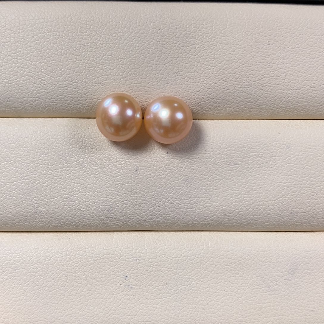 淡水珍珠耳饰银S925镶嵌8-9