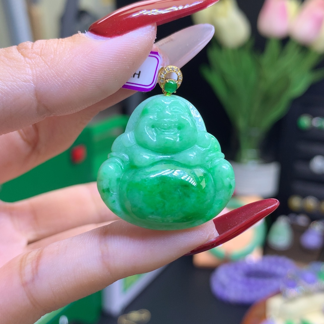 翡翠颈饰18K金镶嵌天然