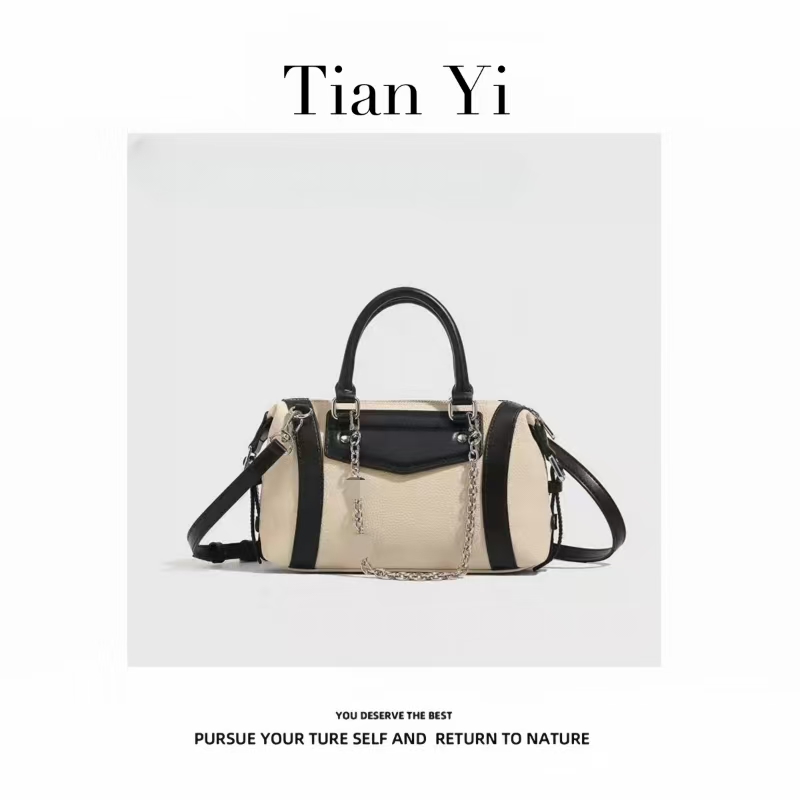 6135 黑白拼色-2025新款轻奢单肩手提斜跨包