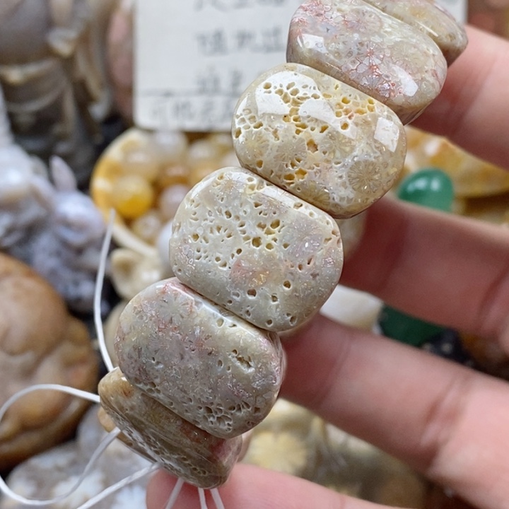 硅化珊瑚（珊瑚玉）颈饰未镶嵌有瑕