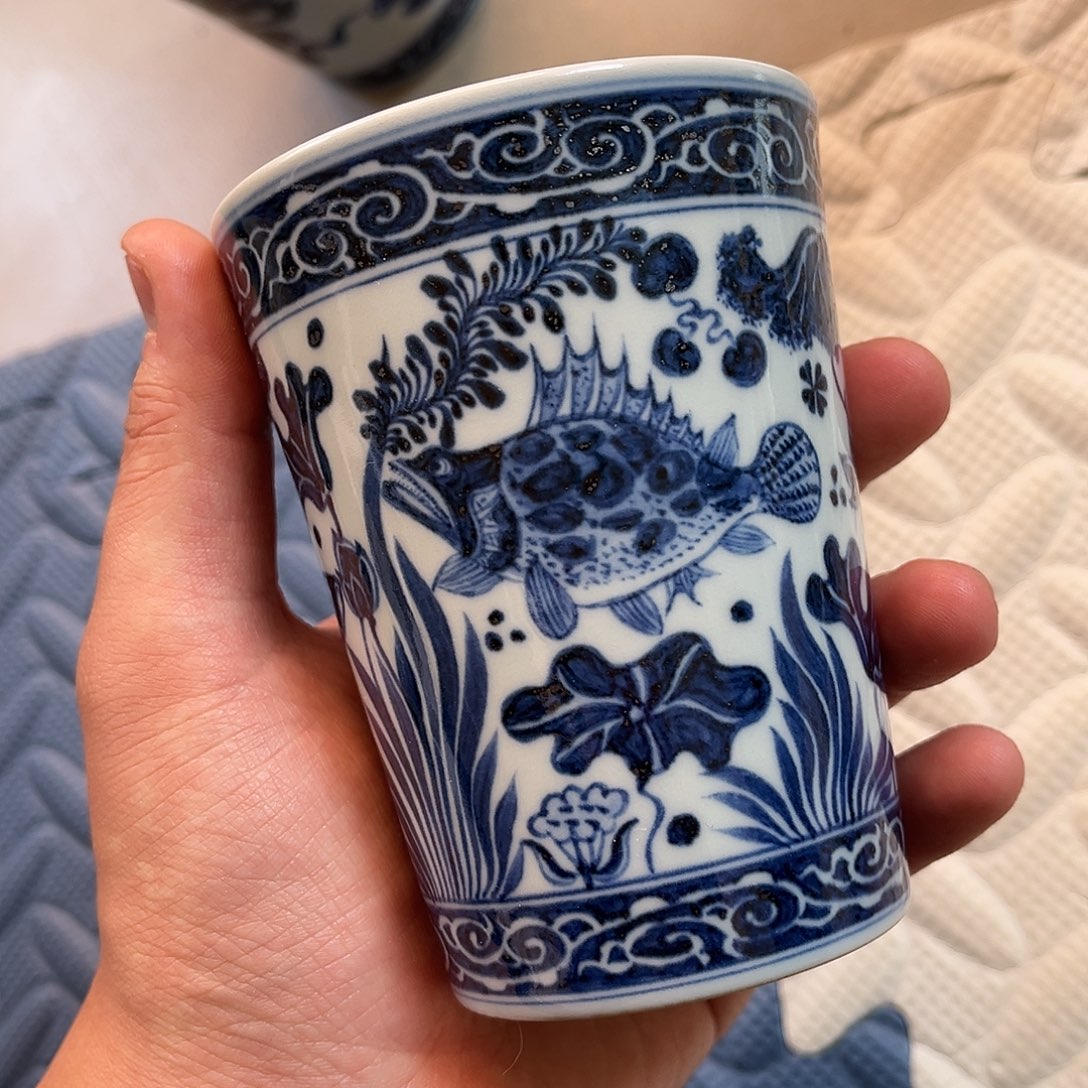 元青花鱼藻全品可乐杯