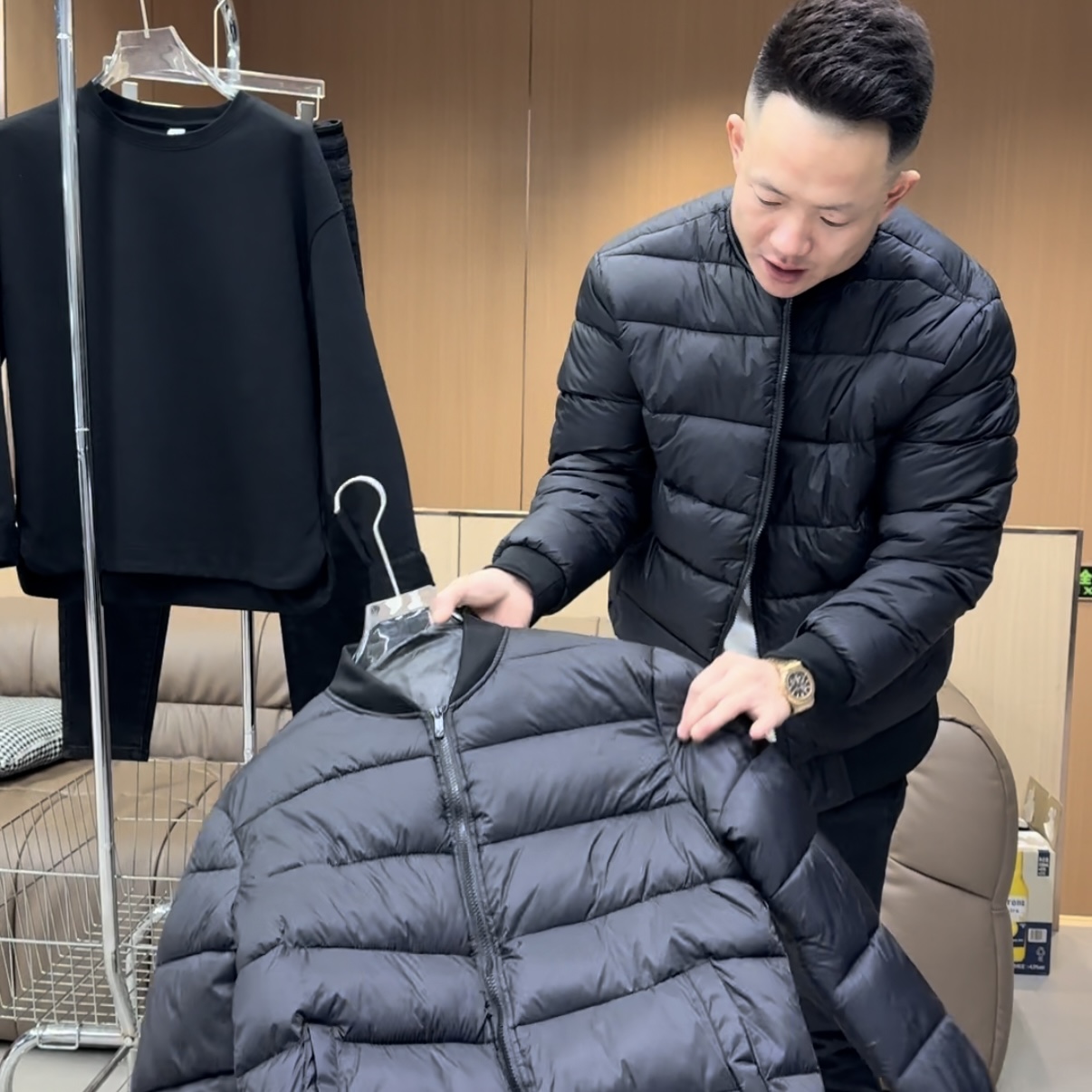 秋冬新款百搭休闲保暖男士时尚潮流轻薄棒球服棉服棉衣冬季2506