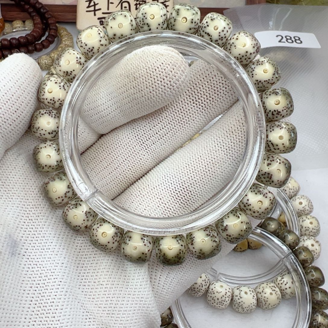 手串星月菩提10.5×9大眼睛黄金瞳同枝 绿包白284