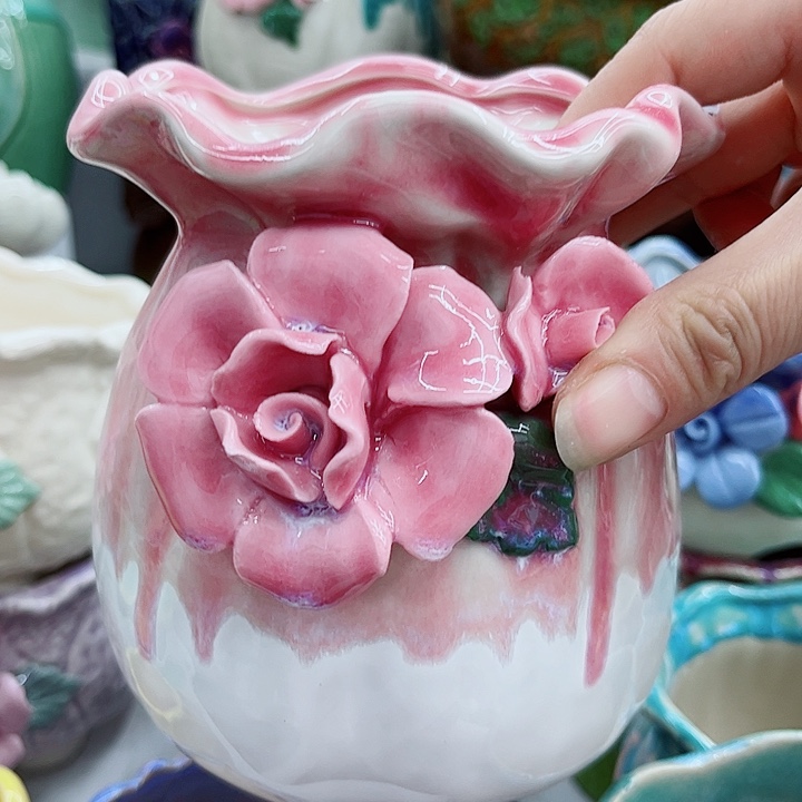 多肉绿植陶瓷花盆9.9包邮，有孔