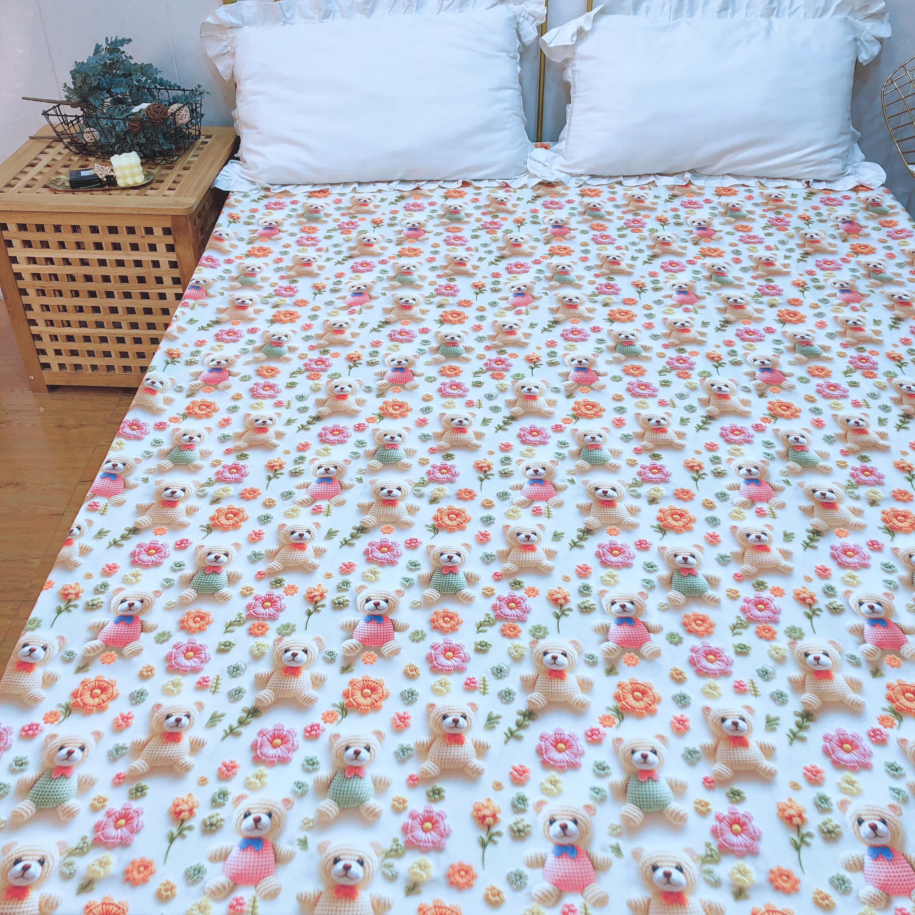 原棉帆布毛线小熊