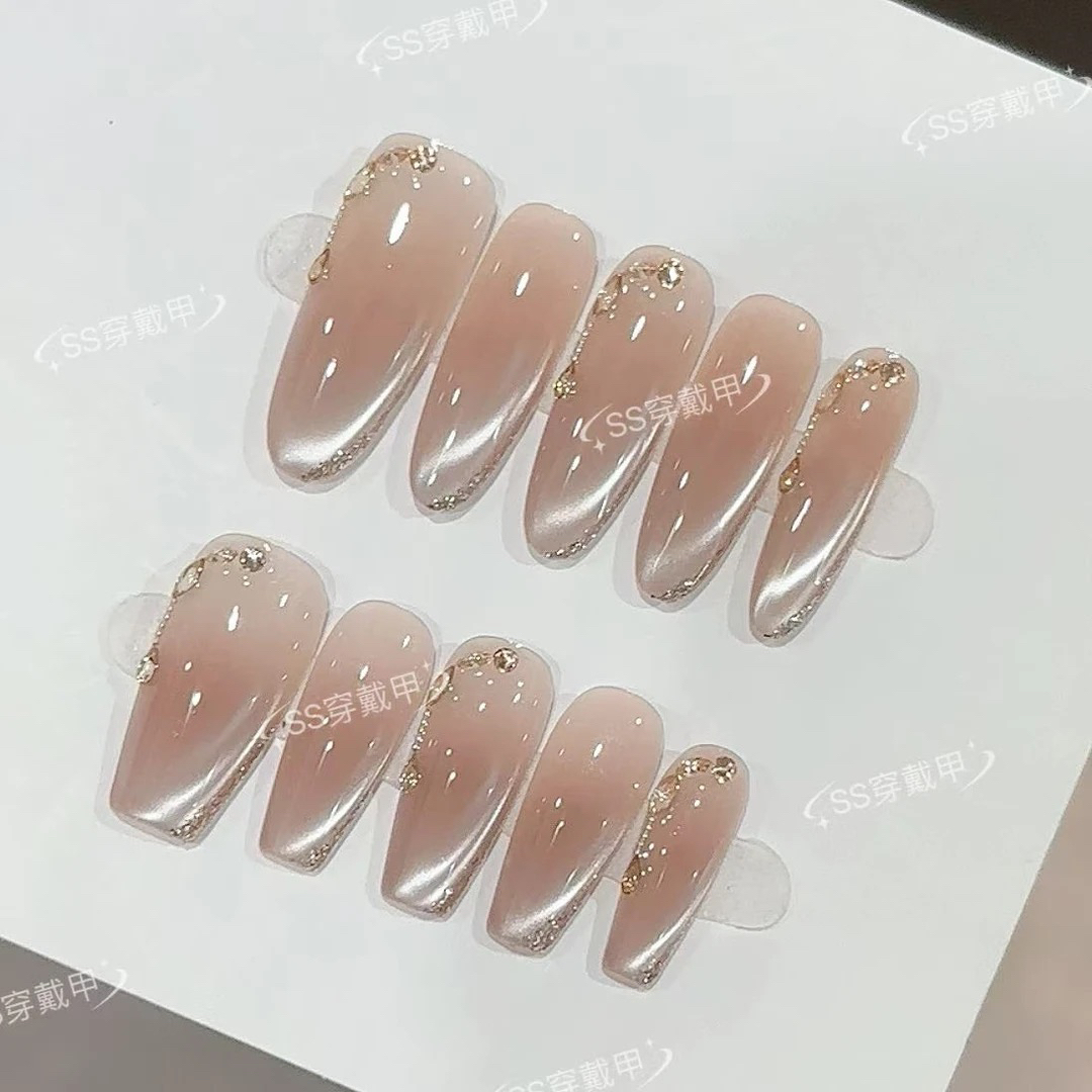 【蜜糖】高端爆款纯手工穿戴甲片绵密高级猫眼穿戴甲