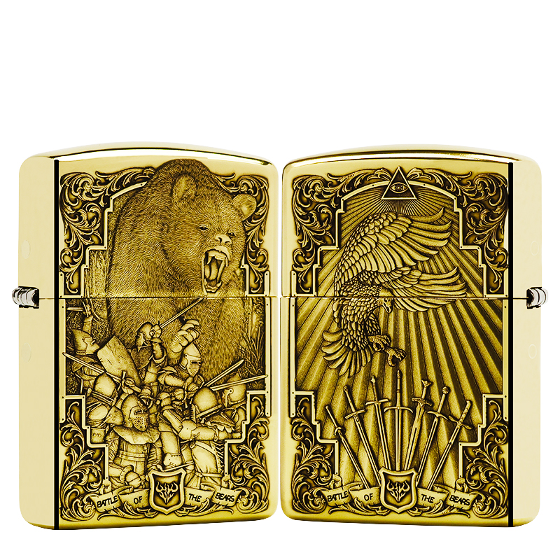 ZIPPO/之宝【熊之战】黄铜盔甲机正品煤油打火机KF-DF