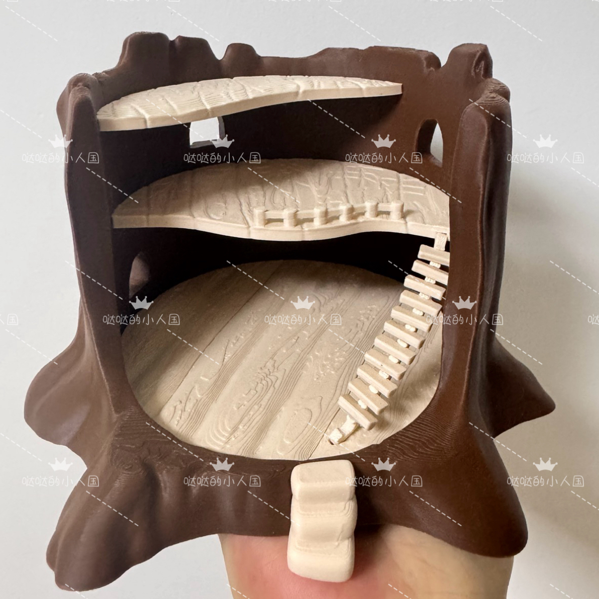 3D打印微缩场景树屋树桩房子