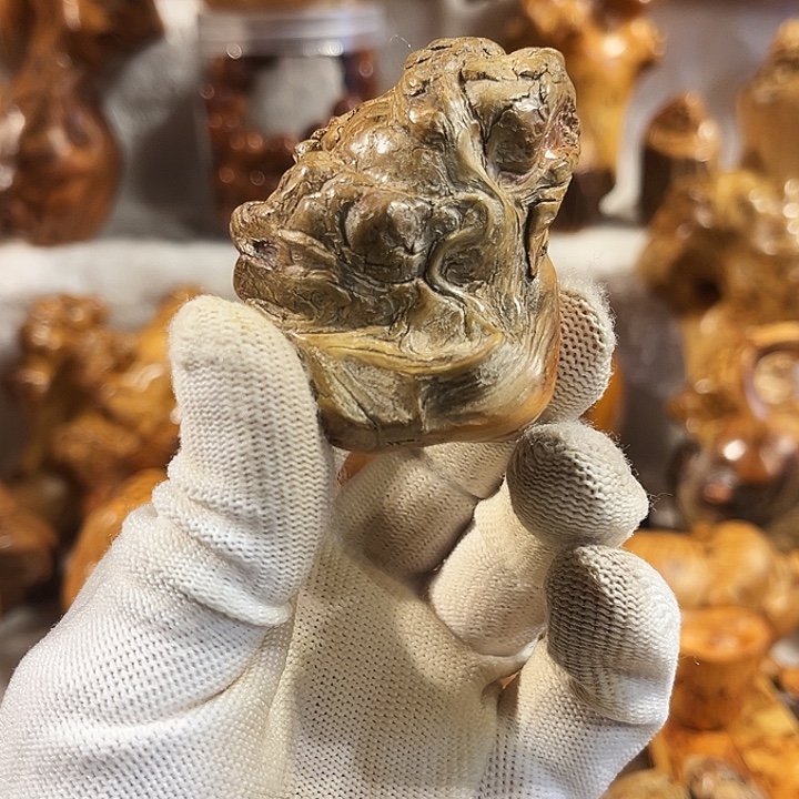 逸***.柏木太行崖柏坨坨脑纹把件