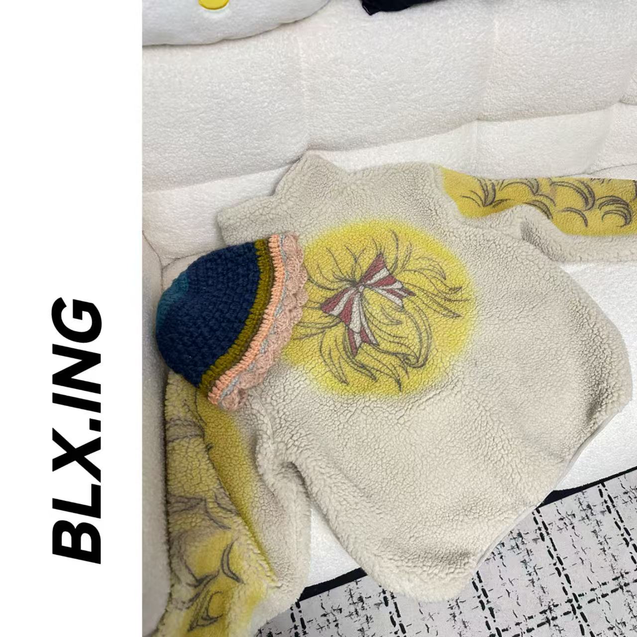 BLX--小众设计 韩版ins风 哭泣少女 摇粒绒冬款上衣1714
