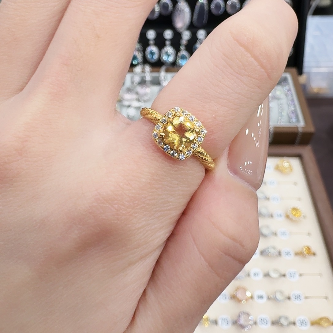 *****银S925镀金镶嵌黄晶戒指