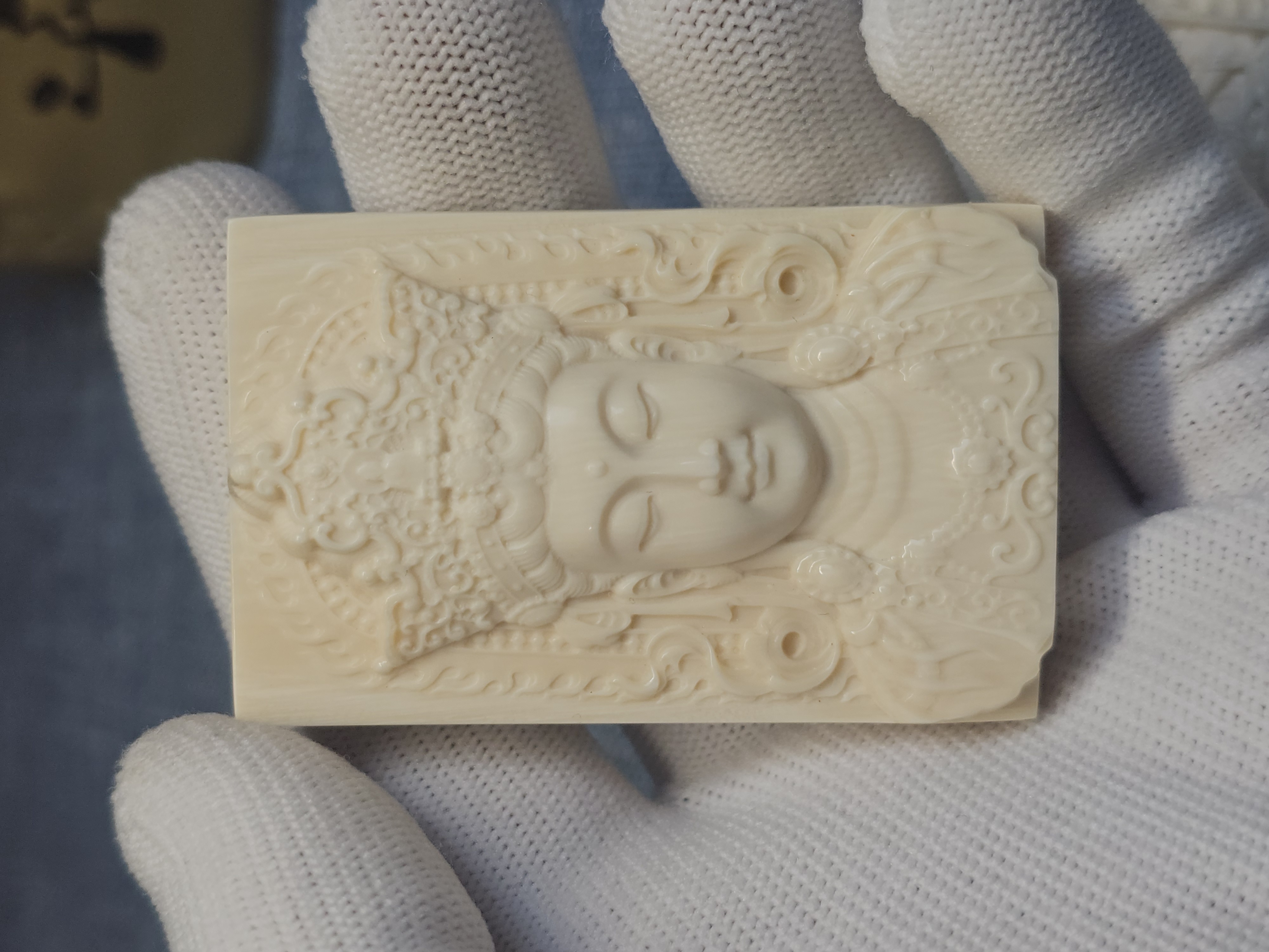 天然猛犸牙众宝观音吊坠