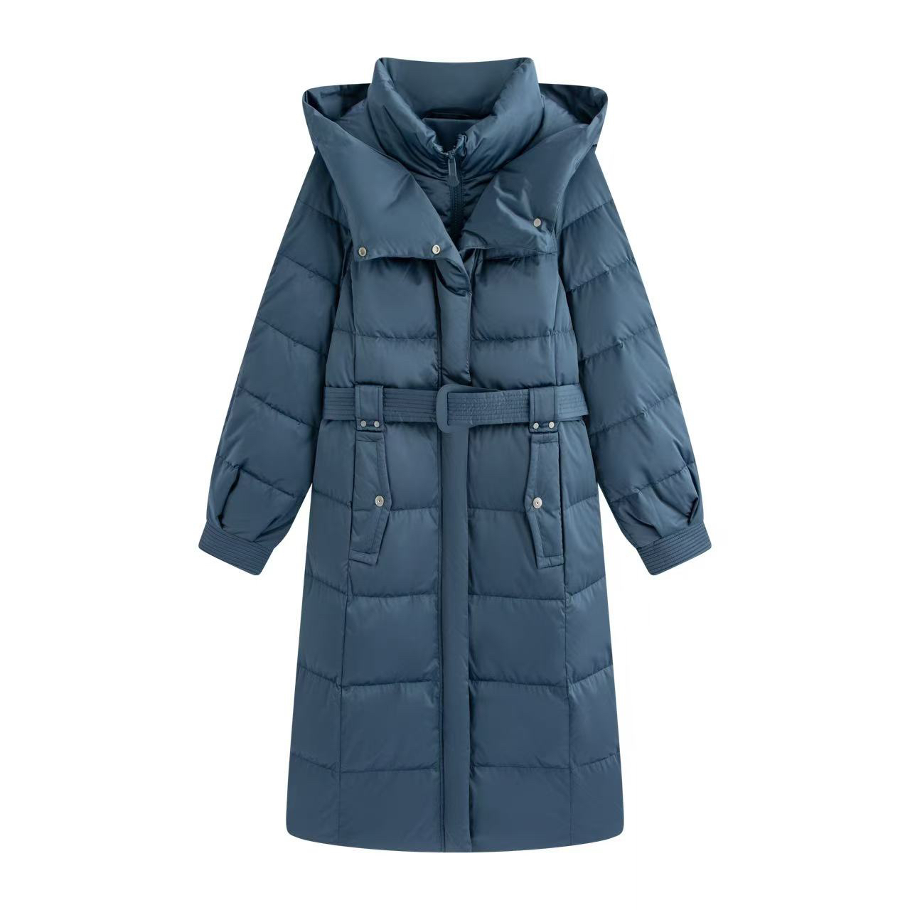 秋冬保暖显瘦长款收腰系带羽绒服外套U362