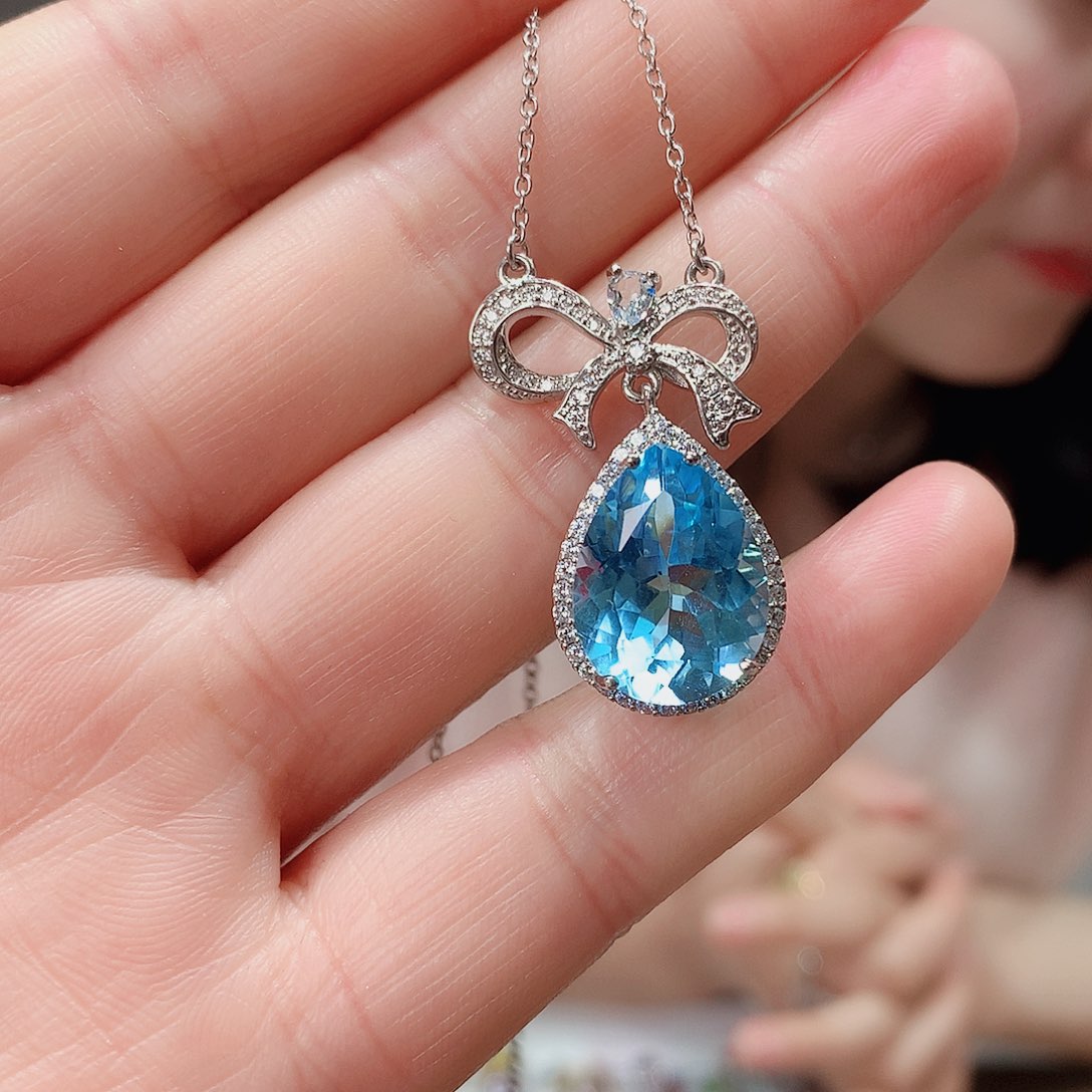 托帕石颈饰银S925镶嵌