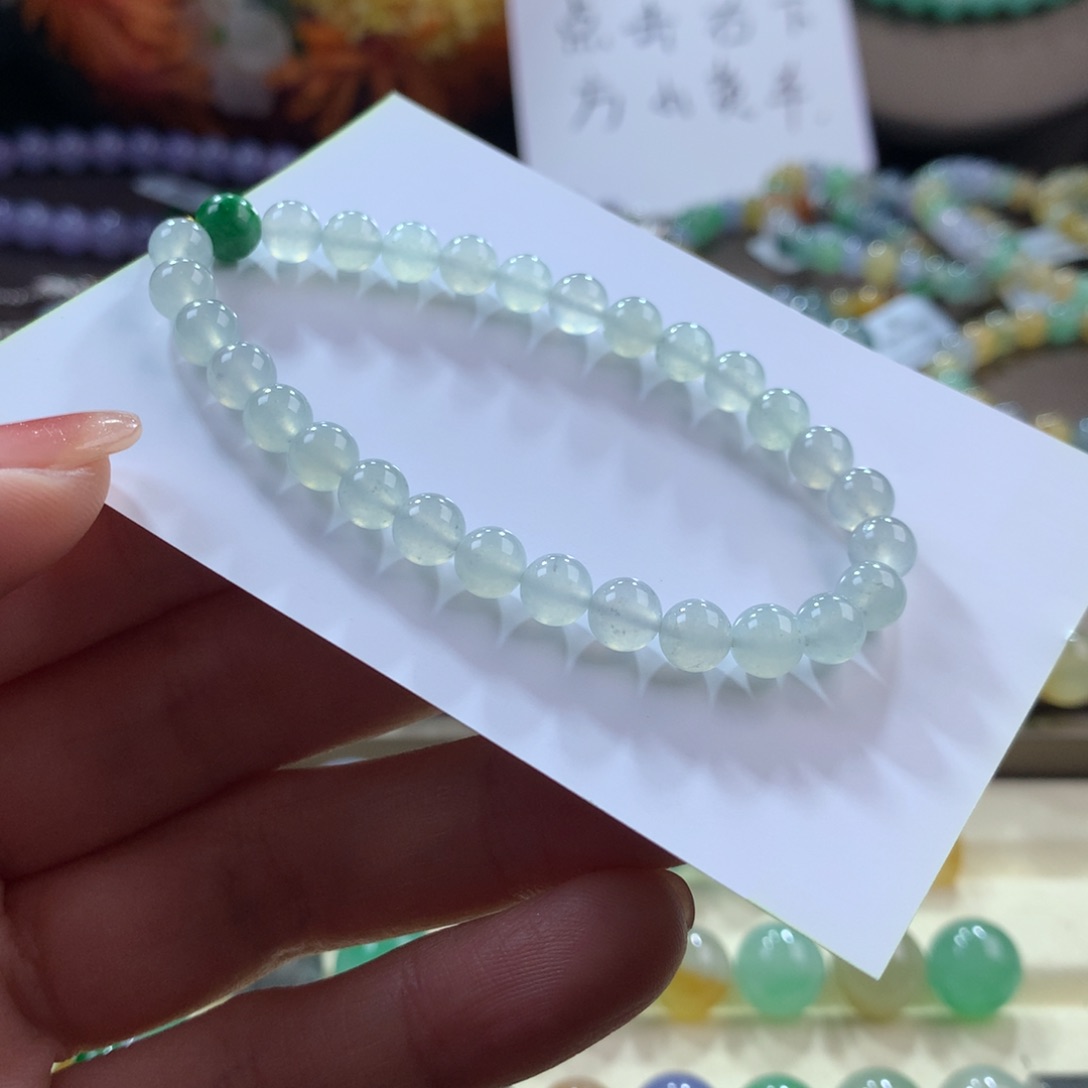 翡翠手链未镶嵌冰晴底卡5.8