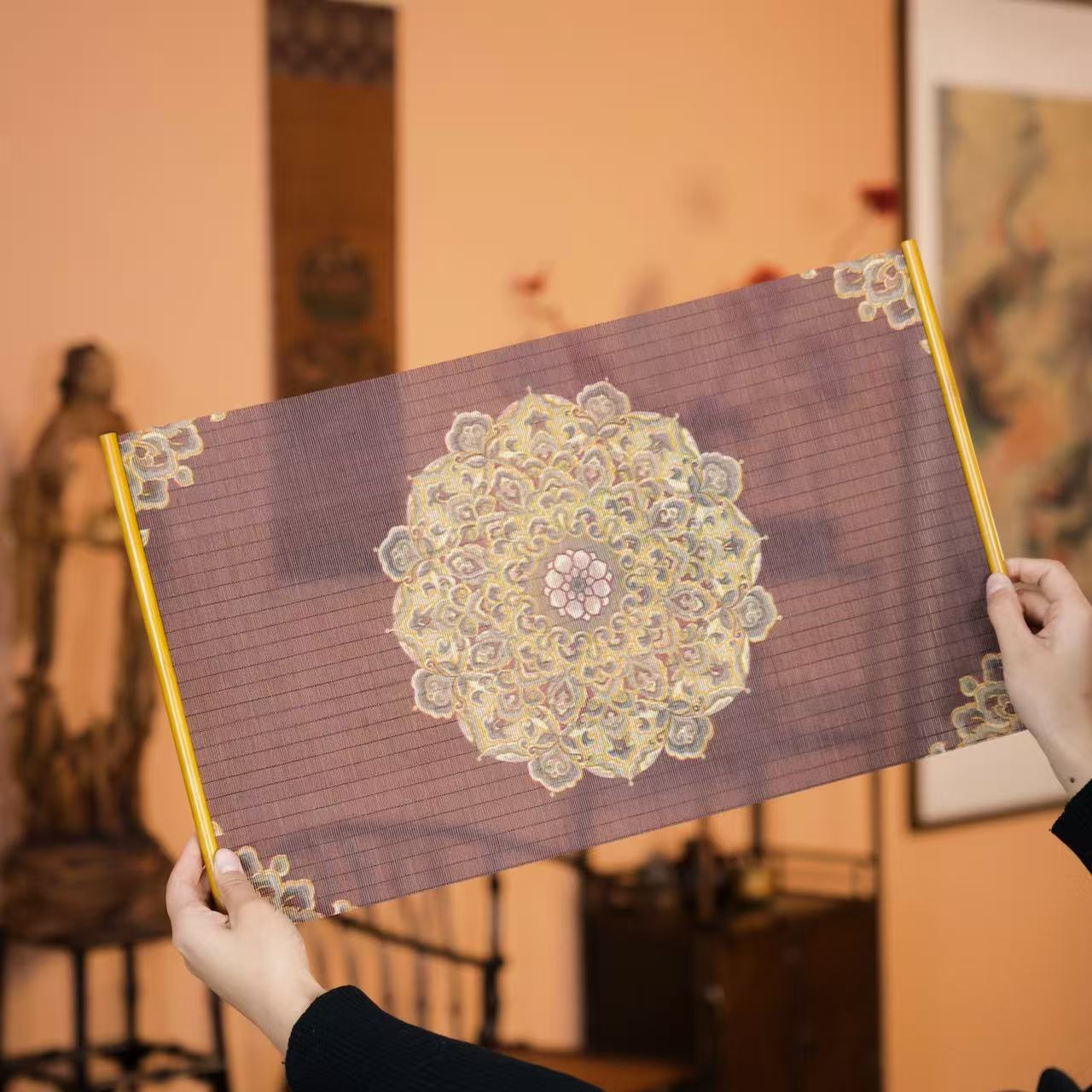 竹丝小茶席双面茶席两面可用葫芦茶席茶垫隔热垫手工新中式灰色款