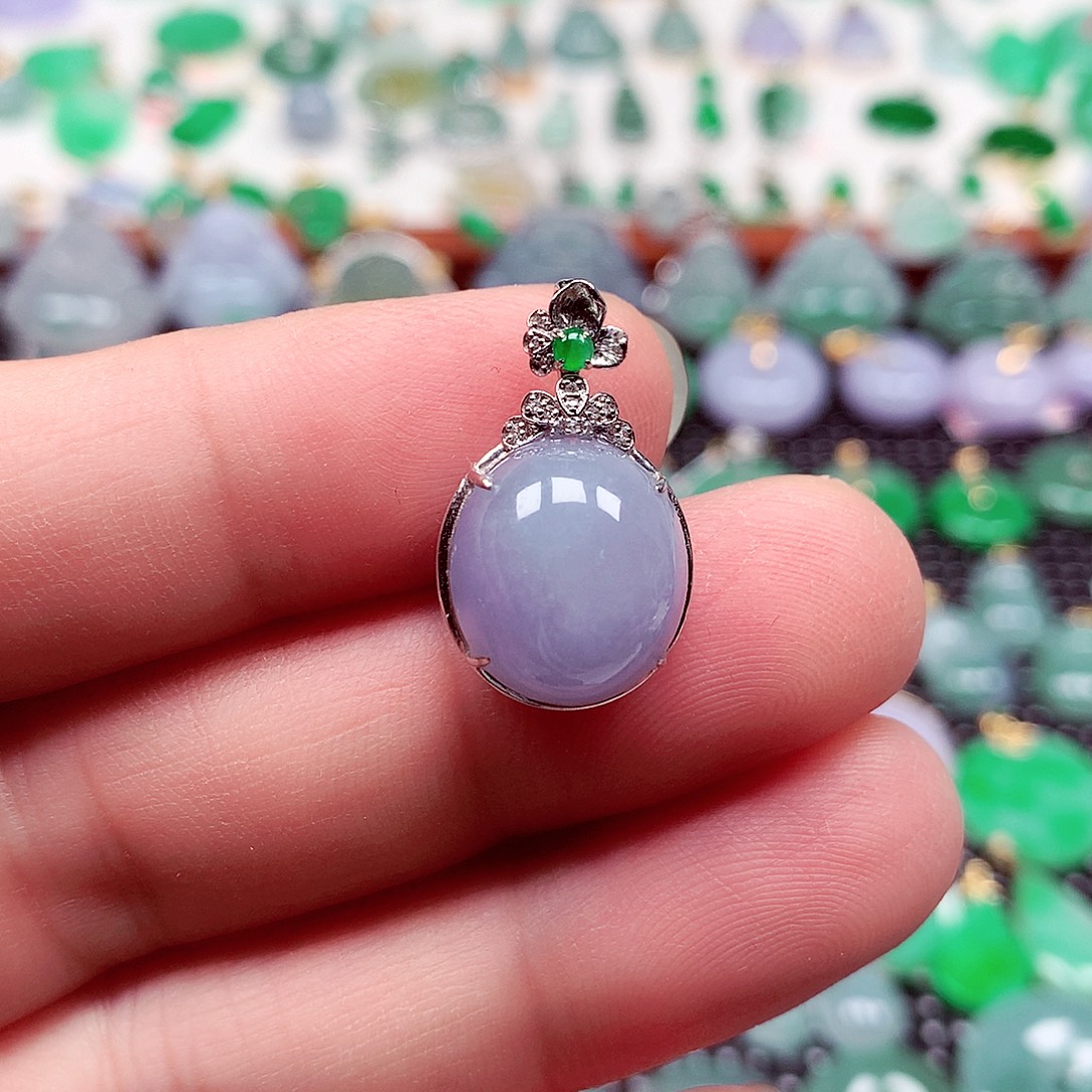 翡翠18K金镶嵌吊坠(不含链)