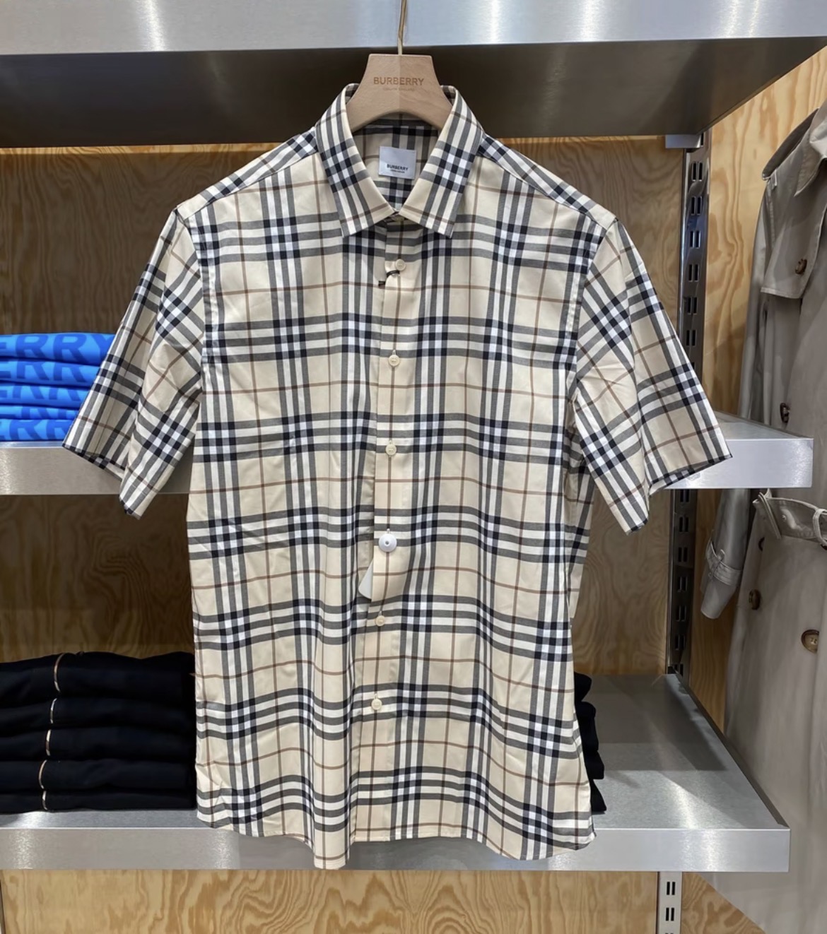 未使用 BURBERRY/博柏利 Burberry博柏利格纹短袖衬衫男款