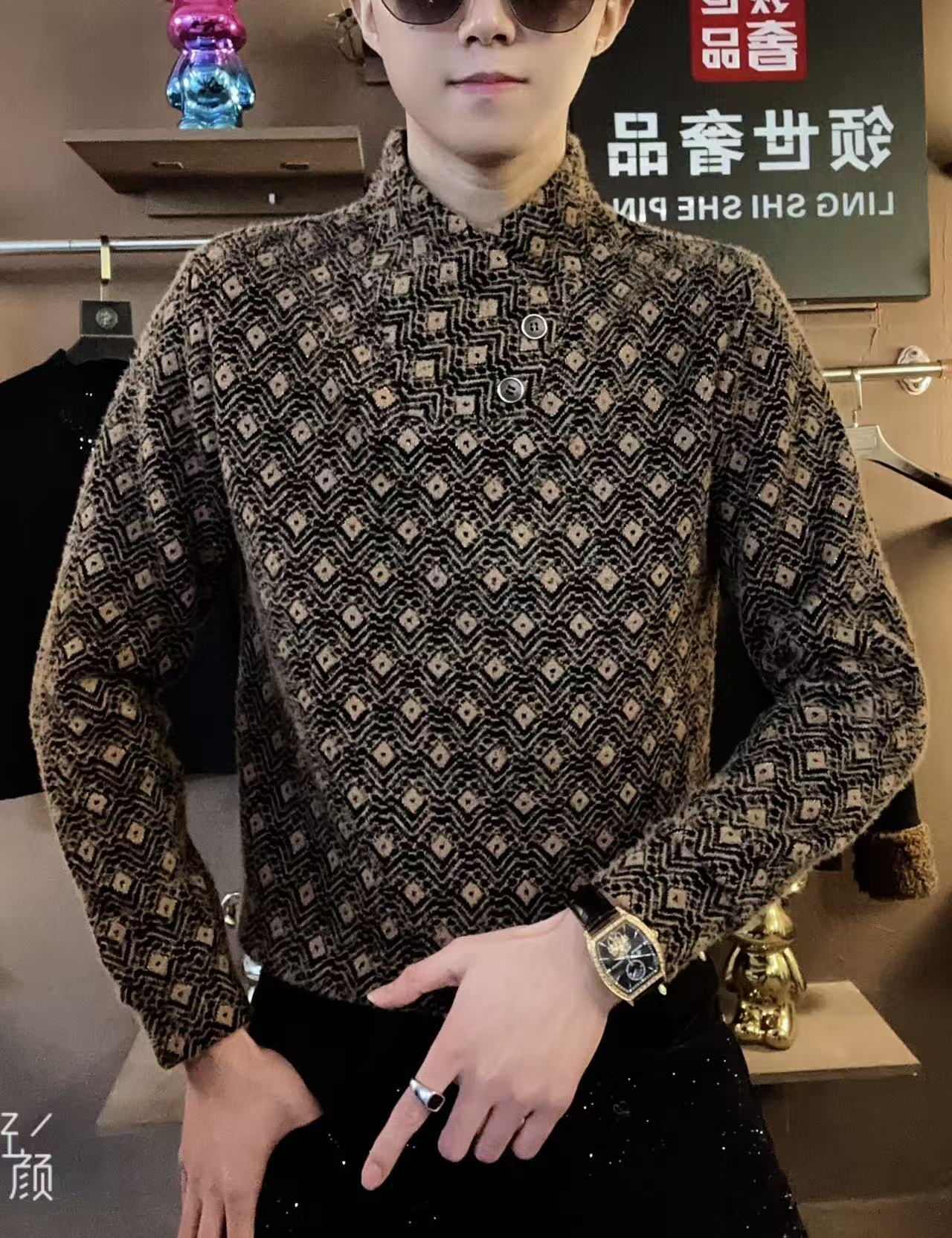 《重磅加绒加厚》时尚卫衣休闲修身帅气简约轻奢高端百搭男士长袖