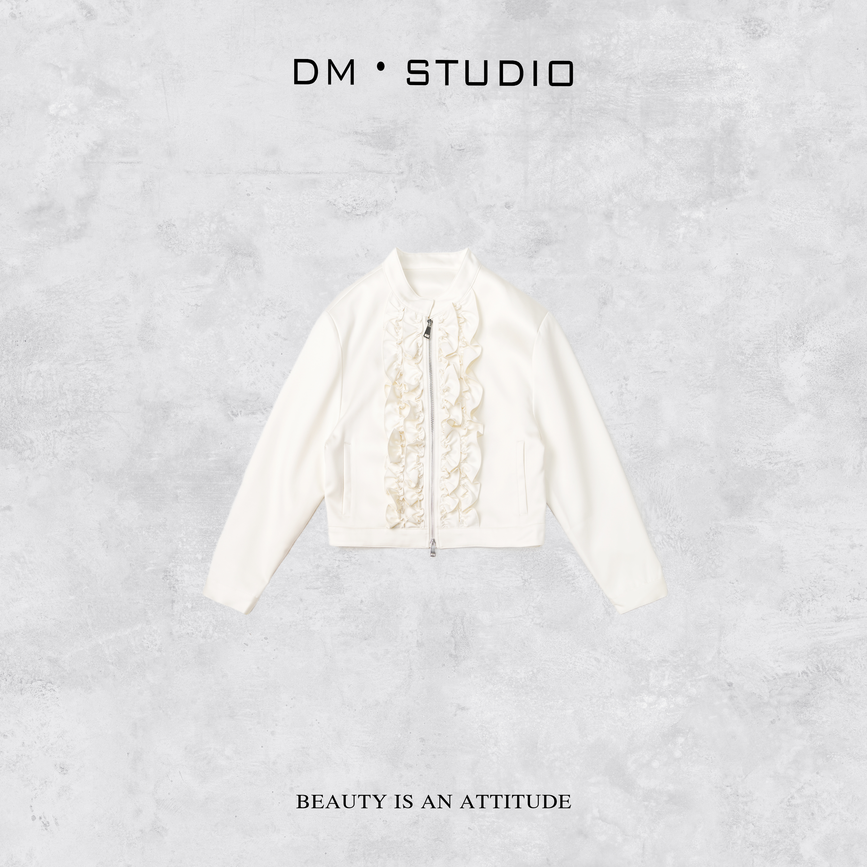DEDM-DM•STUDIO/高级感精致气质法式花边拉链长袖外套（26917）