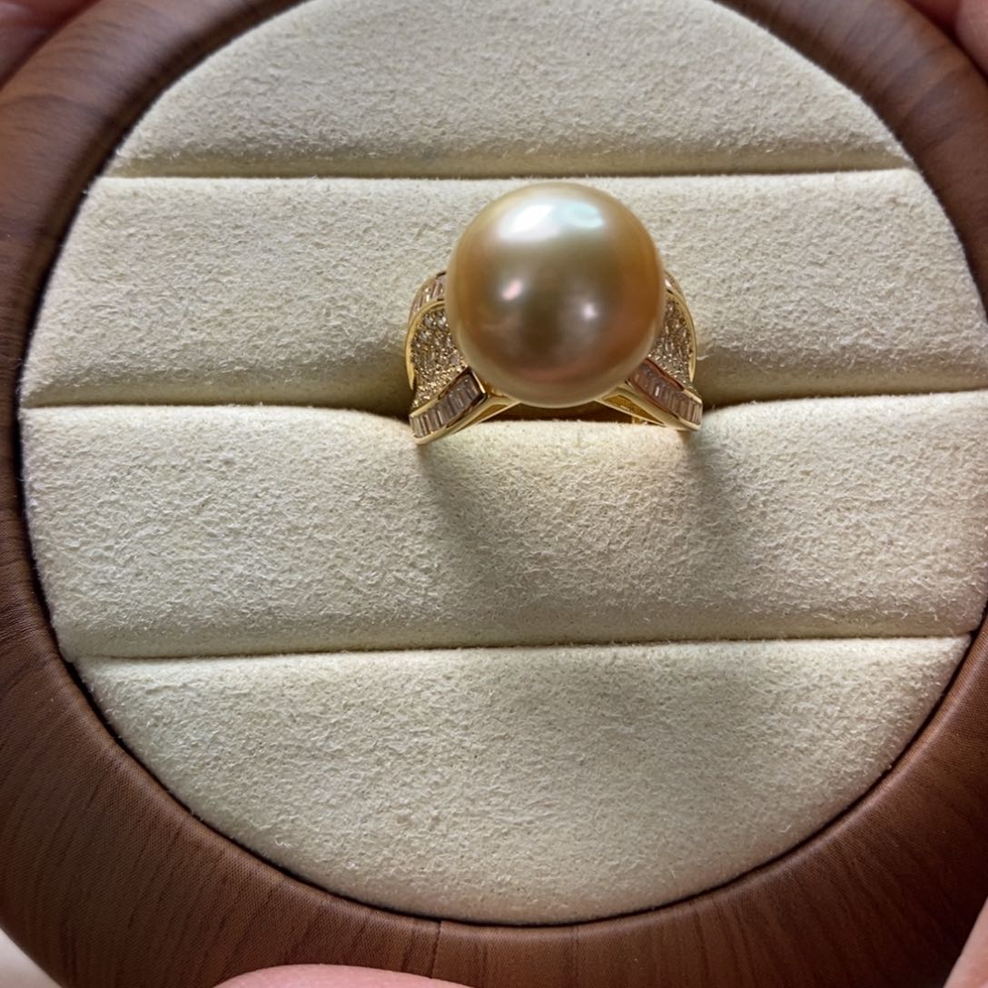 海水珍珠戒圈银S925镶嵌