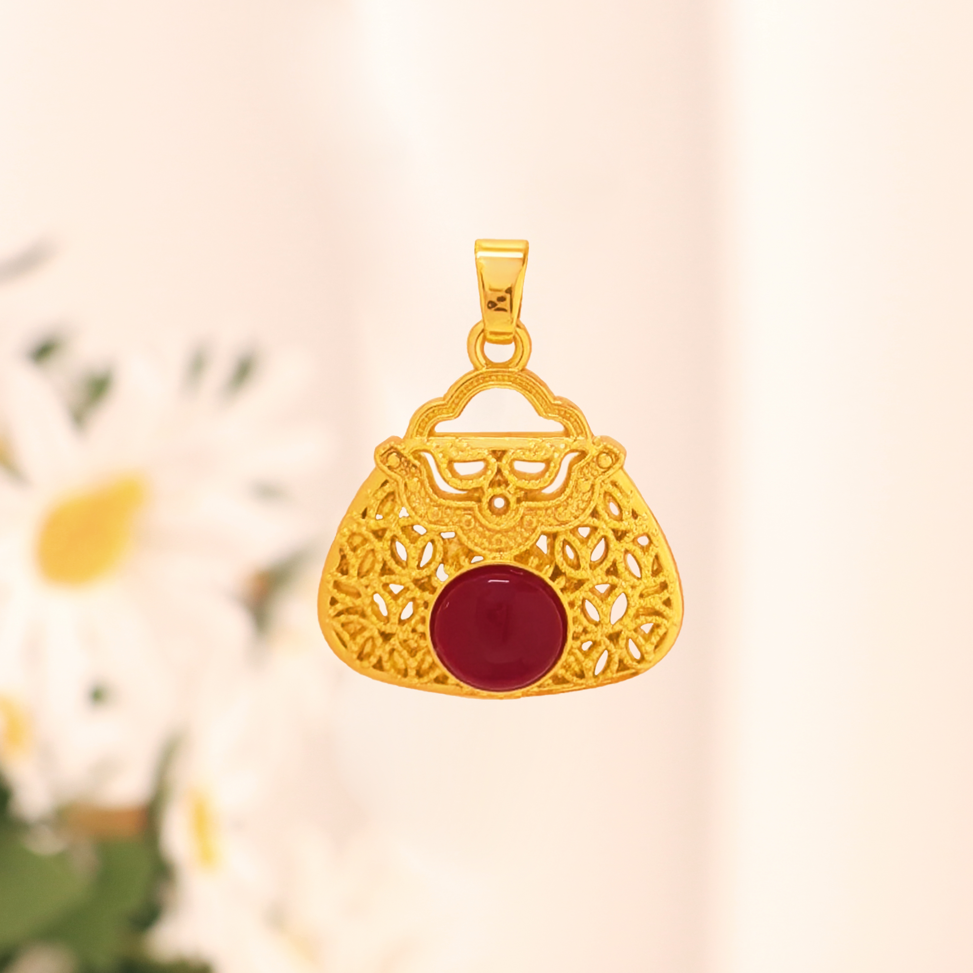 （菲菲甄选）如意锁培育红宝石福袋合金镶嵌项坠＋赠链