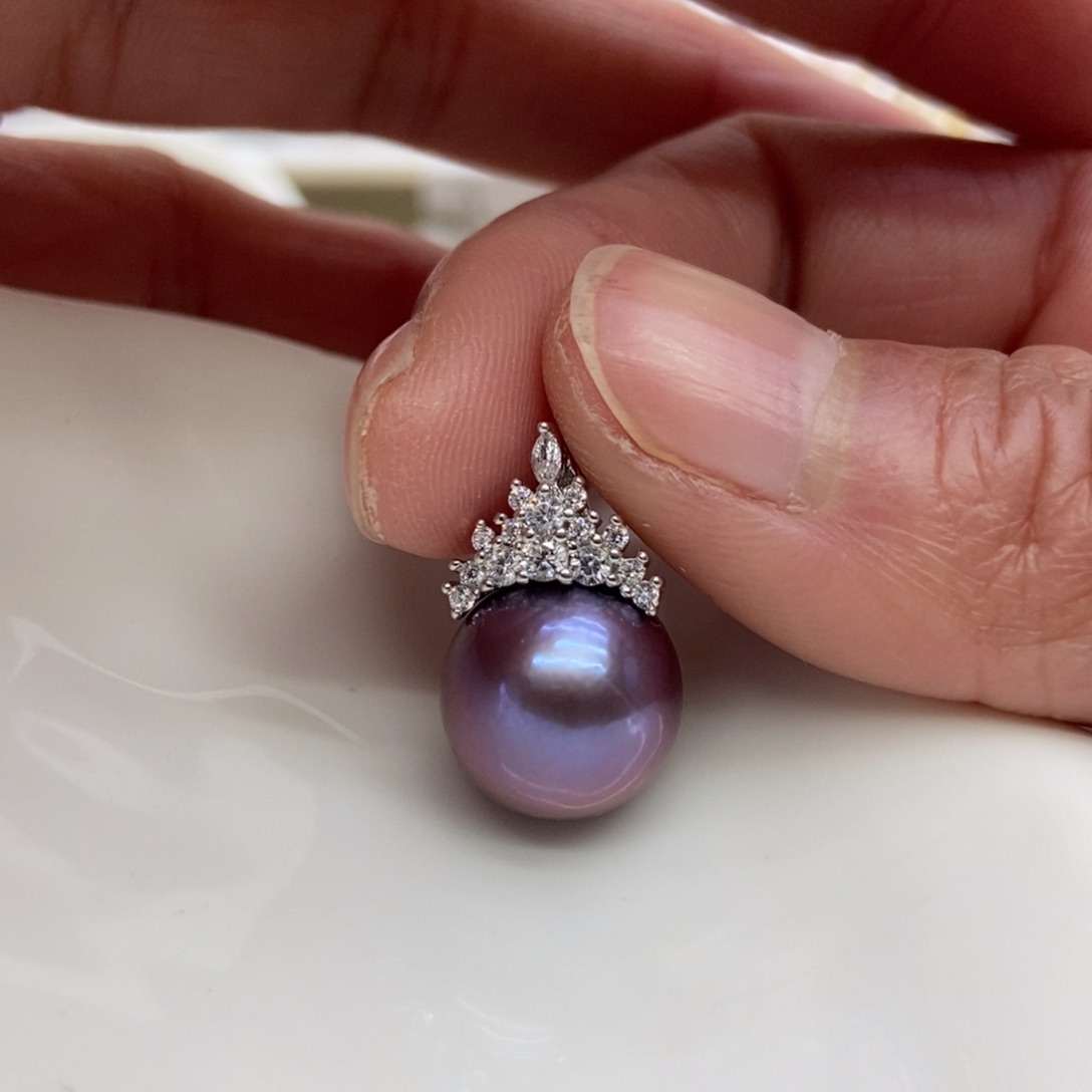 淡水珍珠吊坠(不含链)银S925镶嵌