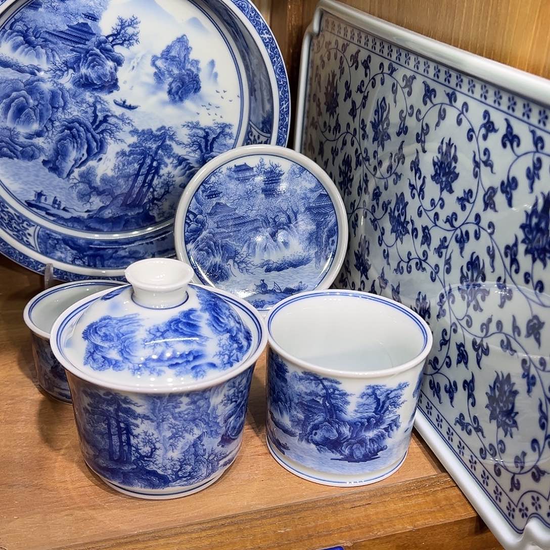 阿***鹏青花春山图6件套简装