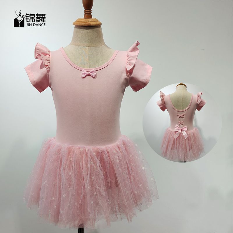 儿童舞蹈服连体蓬蓬裙短袖拉丁舞现货舞蹈服服装宝宝演出服